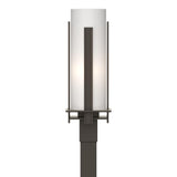 Hubbardton Forge 2002 Coastal Dark Smoke Opal Glass (GG) Forged Vertical Bars Outdoor Post Light