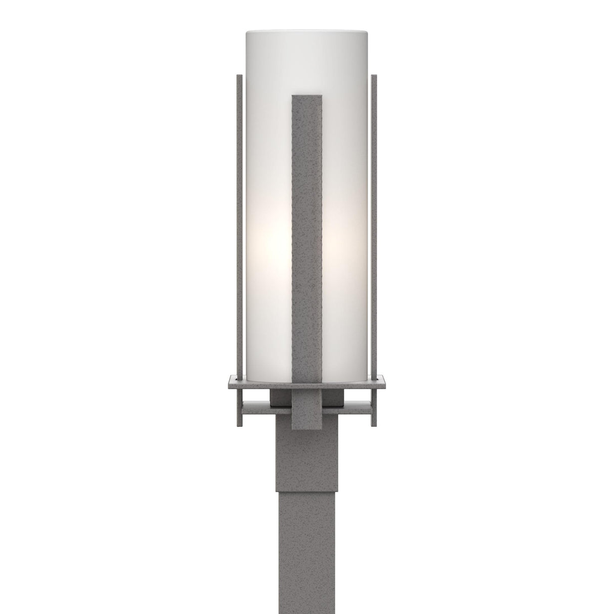 Hubbardton Forge 2002 Coastal Burnished Steel Opal Glass (GG) Forged Vertical Bars Outdoor Post Light