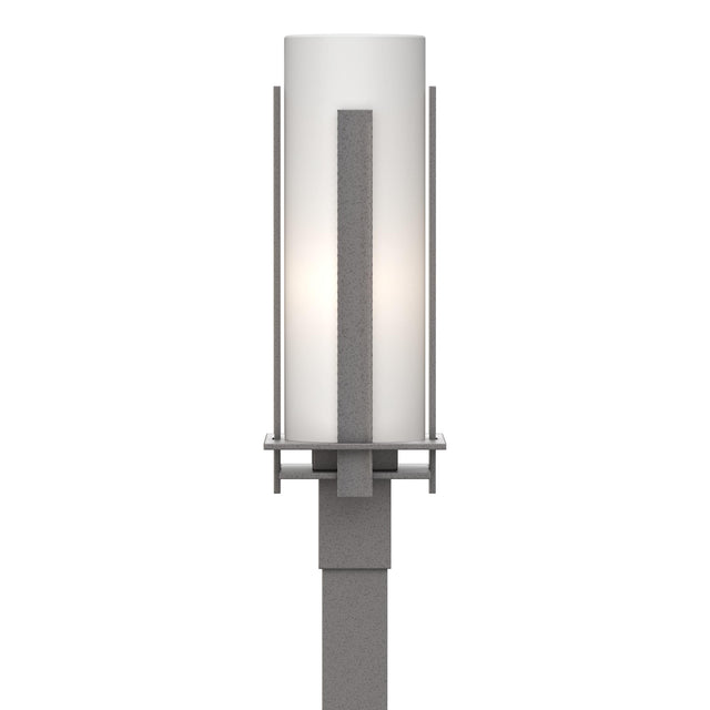 Hubbardton Forge 2002 Coastal Burnished Steel Opal Glass (GG) Forged Vertical Bars Outdoor Post Light