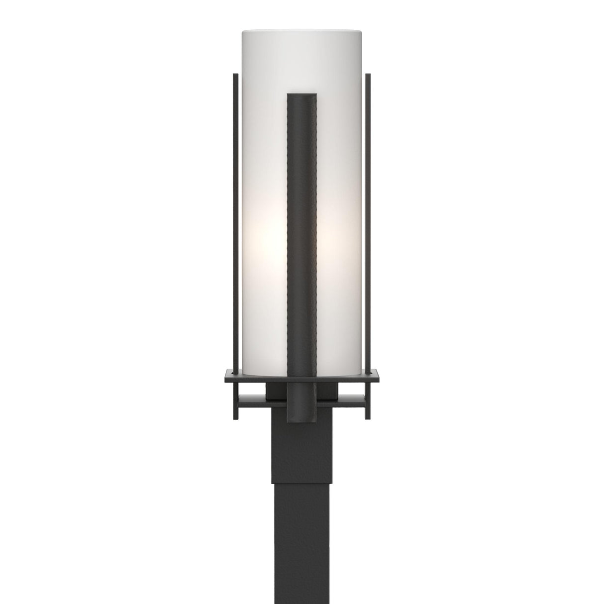 Hubbardton Forge 2002 Coastal Black Opal Glass (GG) Forged Vertical Bars Outdoor Post Light
