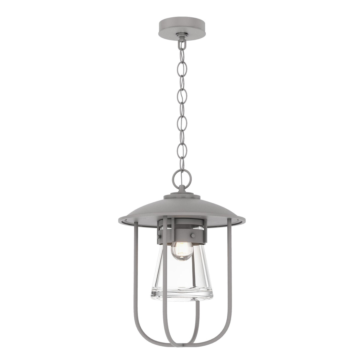 Hubbardton Forge 2019 Coastal Burnished Steel Clear Glass (ZM) Erlenmeyer Outdoor Pendant
