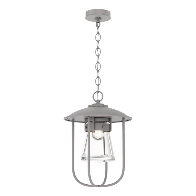 Hubbardton Forge 2019 Coastal Burnished Steel Clear Glass (ZM) Erlenmeyer Outdoor Pendant