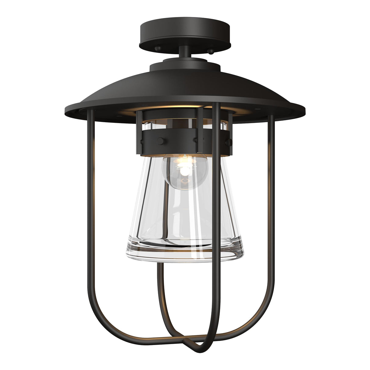 Hubbardton Forge 2019 Coastal Oil Rubbed Bronze Clear Glass (ZM) Erlenmeyer Outdoor Semi-Flush