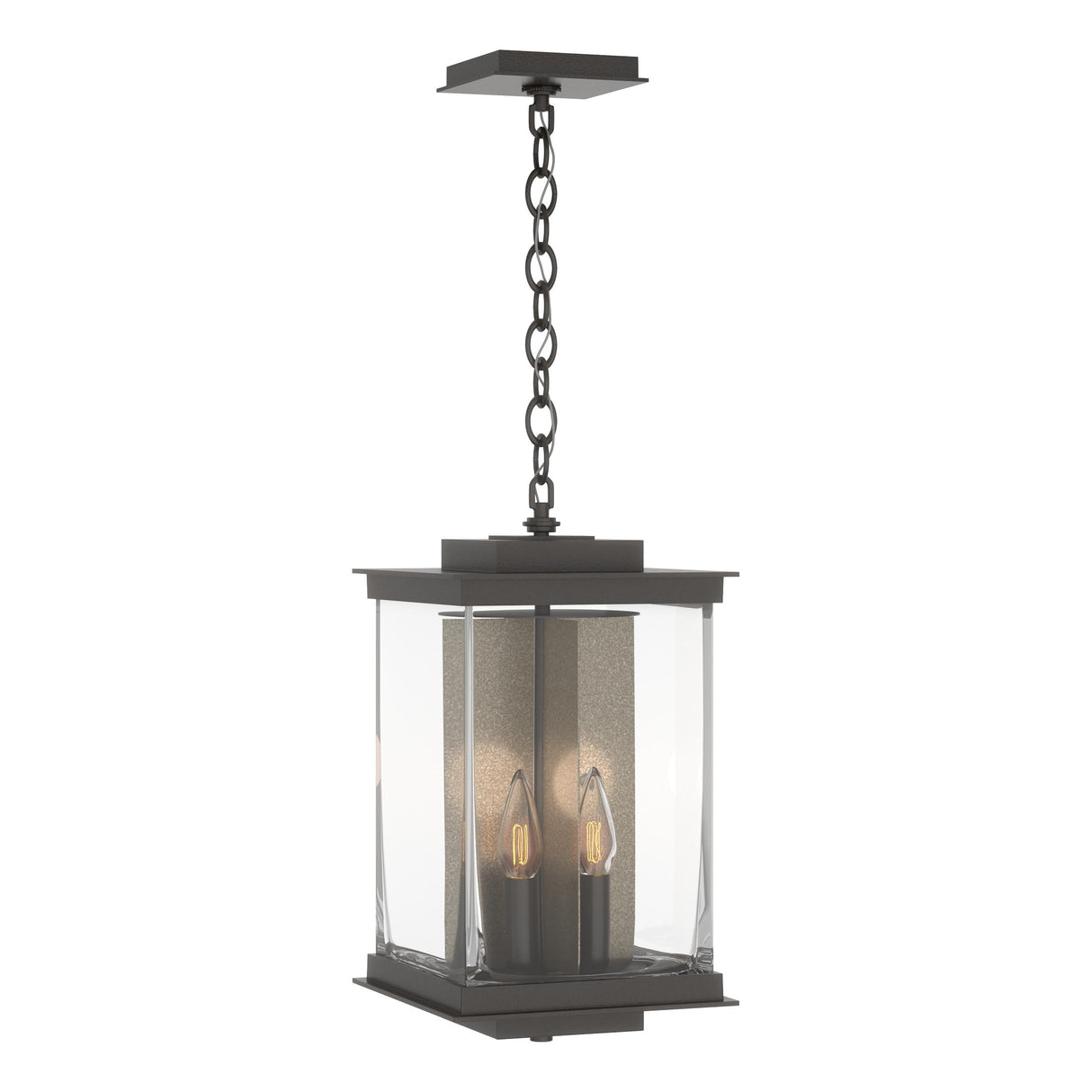 Hubbardton Forge 2021 Coastal Oil Rubbed Bronze Translucent Soft Gold Clear Glass (ZM) Kingston Outdoor Large Lantern