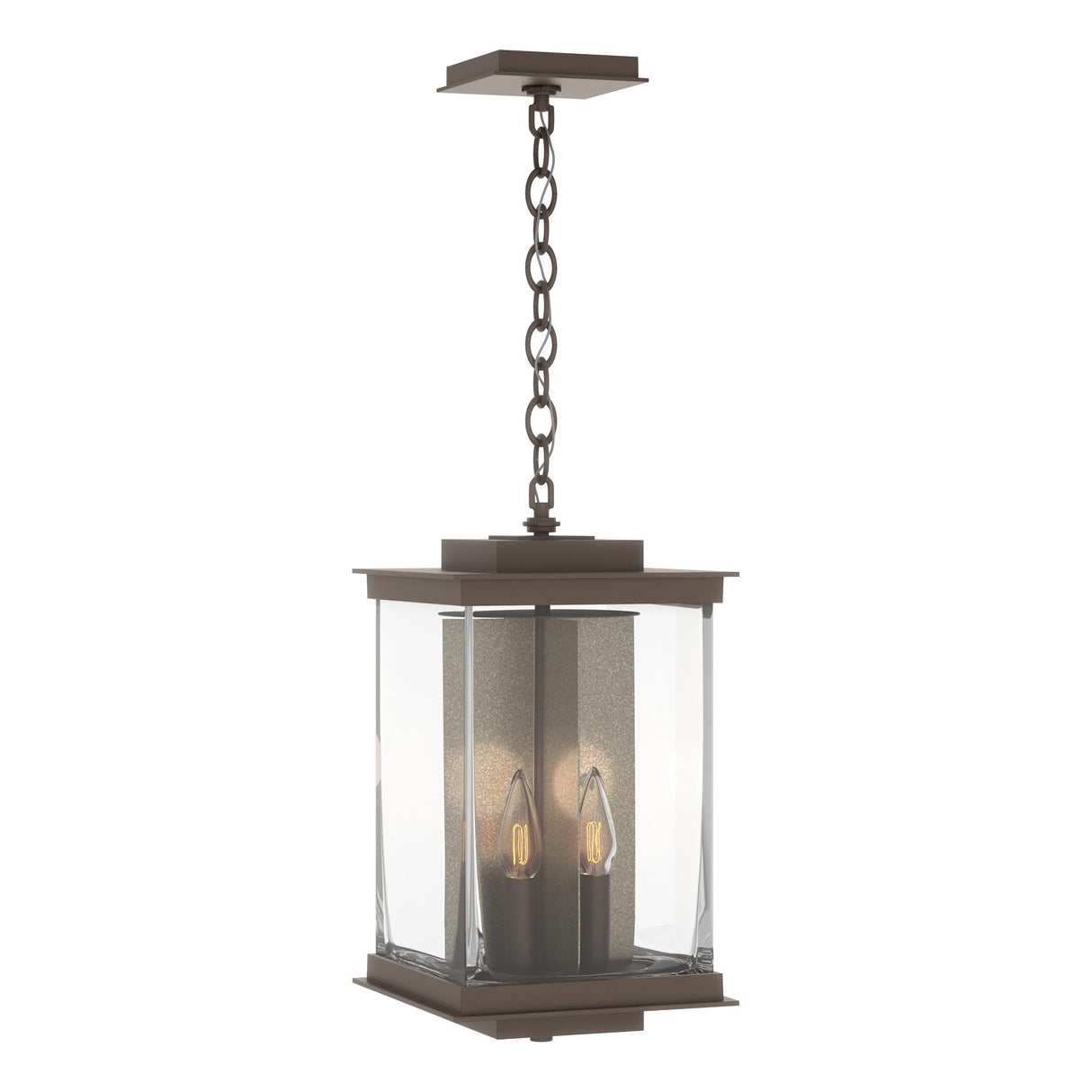 Hubbardton Forge 2021 Coastal Bronze Translucent Soft Gold Clear Glass (ZM) Kingston Outdoor Large Lantern