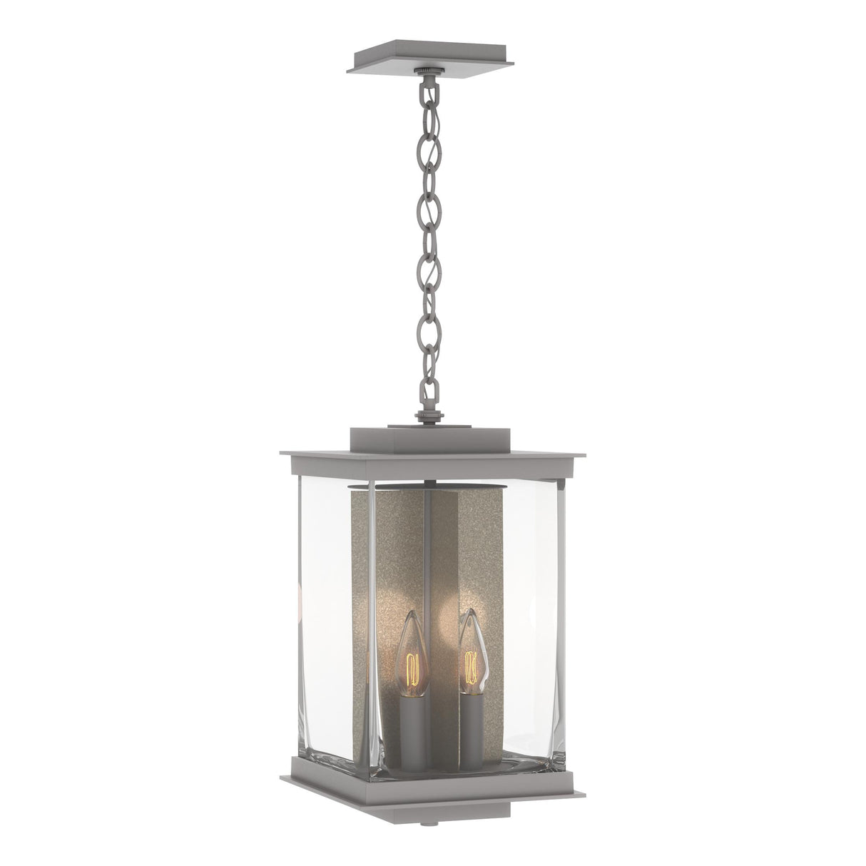 Hubbardton Forge 2021 Coastal Burnished Steel Translucent Soft Gold Clear Glass (ZM) Kingston Outdoor Large Lantern