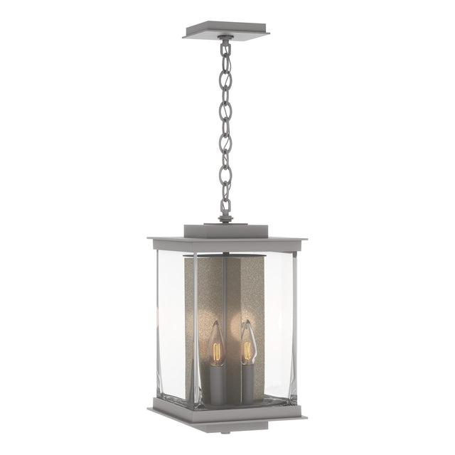 Hubbardton Forge 2021 Coastal Burnished Steel Translucent Soft Gold Clear Glass (ZM) Kingston Outdoor Large Lantern