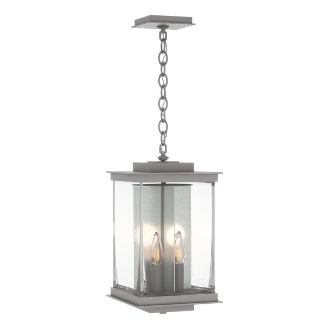 Hubbardton Forge 2021 Coastal Burnished Steel Translucent Vintage Platinum Clear Glass (ZM) Kingston Outdoor Large Lantern