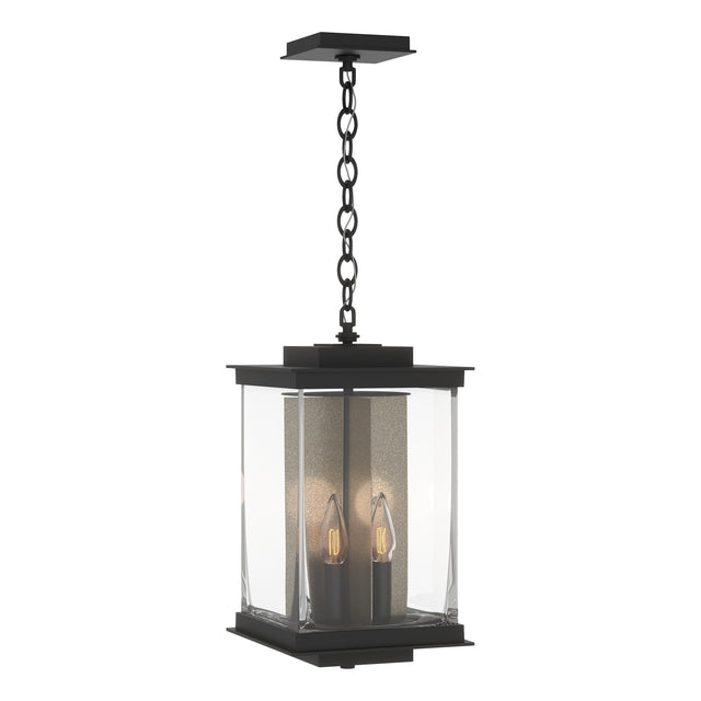 Hubbardton Forge 2021 Coastal Black Translucent Soft Gold Clear Glass (ZM) Kingston Outdoor Large Lantern