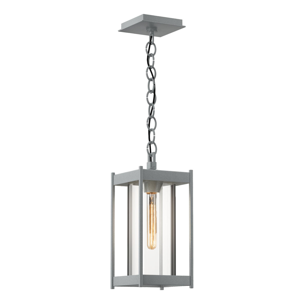 Hubbardton Forge 2023 Coastal Burnished Steel Clear Glass (ZM) Cela Medium Outdoor Lantern