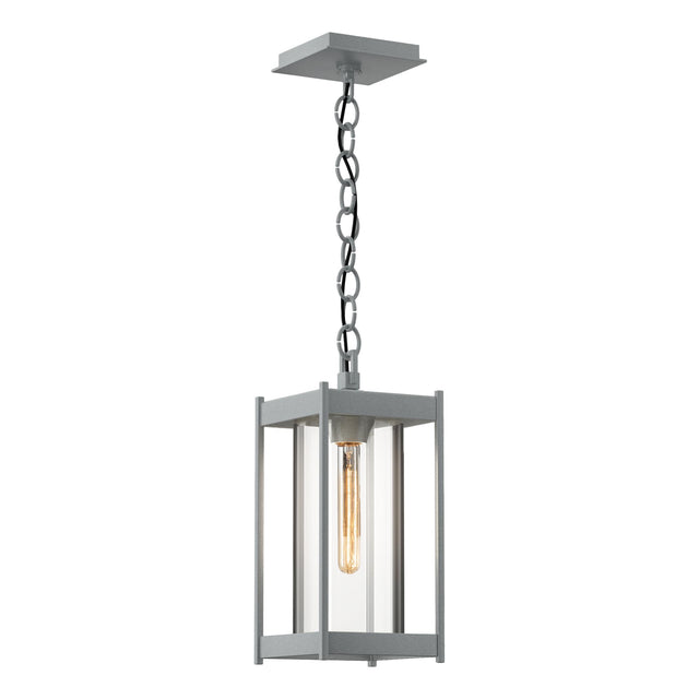 Hubbardton Forge 2023 Coastal Burnished Steel Clear Glass (ZM) Cela Medium Outdoor Lantern