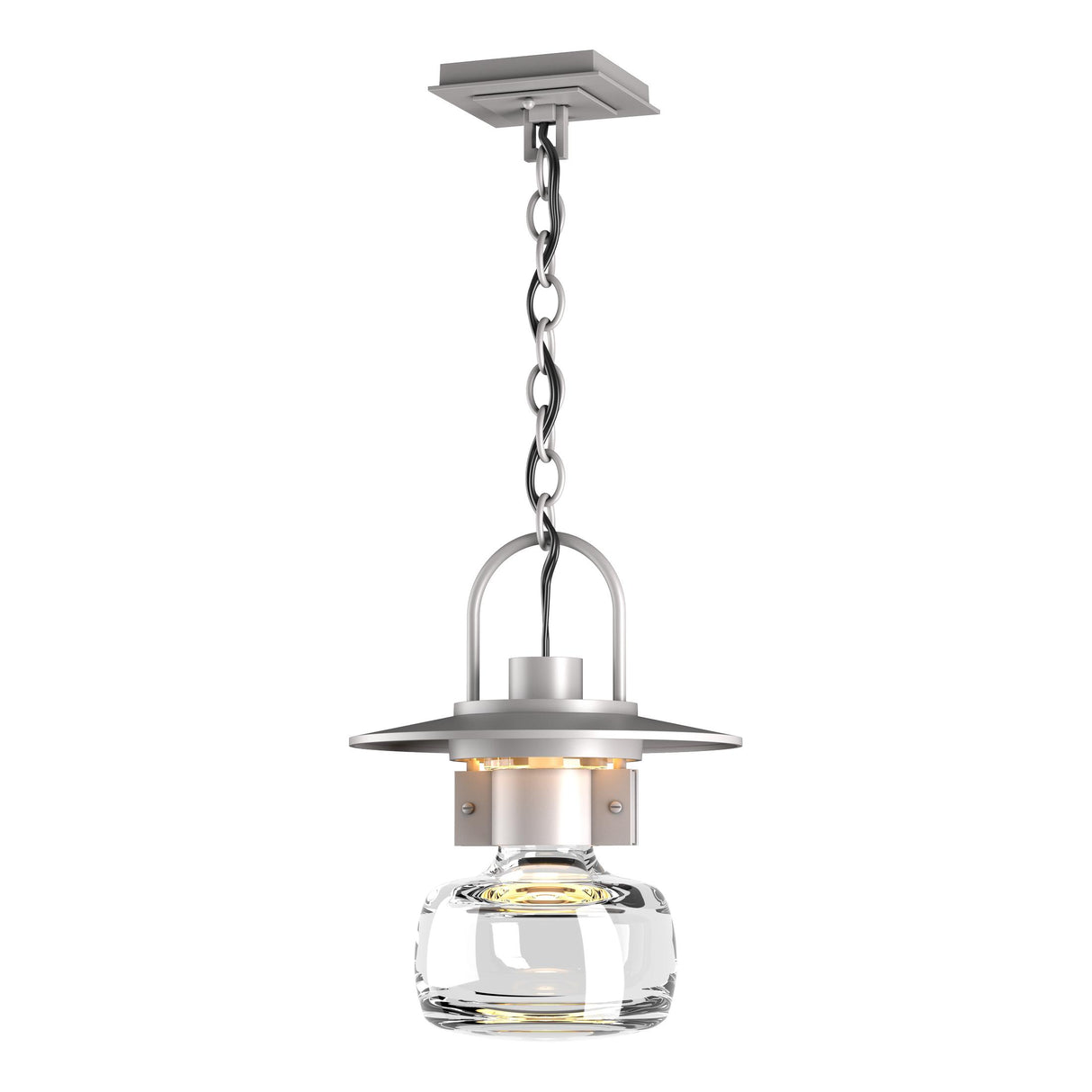 Hubbardton Forge 2016 Coastal Burnished Steel Clear Glass (ZM) Mason Large Outdoor Ceiling Fixture