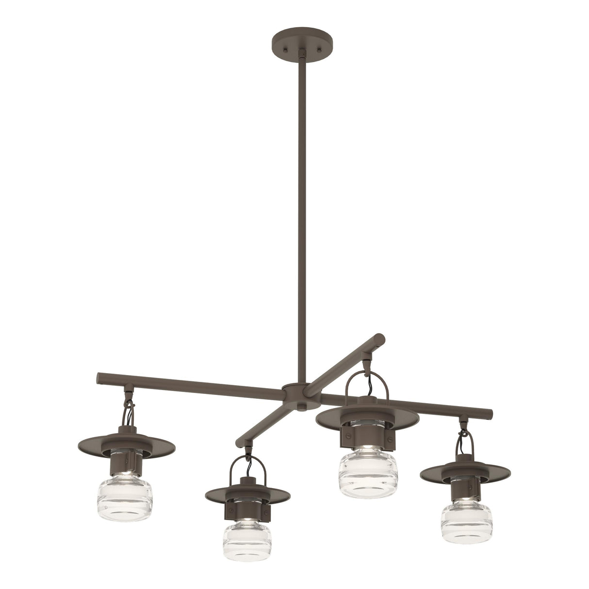 Hubbardton Forge 2021 Coastal Dark Smoke Clear Glass (ZM) Multi Mason Outdoor 4-Light Pendant