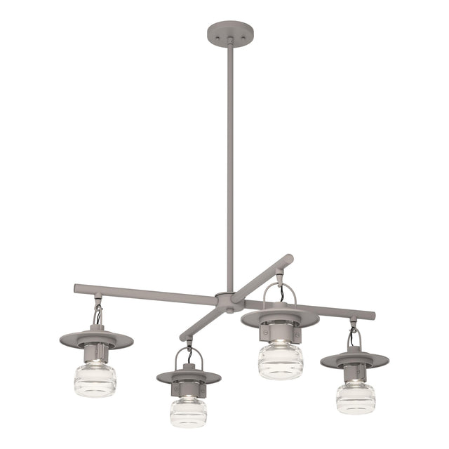Hubbardton Forge 2021 Coastal Burnished Steel Clear Glass (ZM) Multi Mason Outdoor 4-Light Pendant