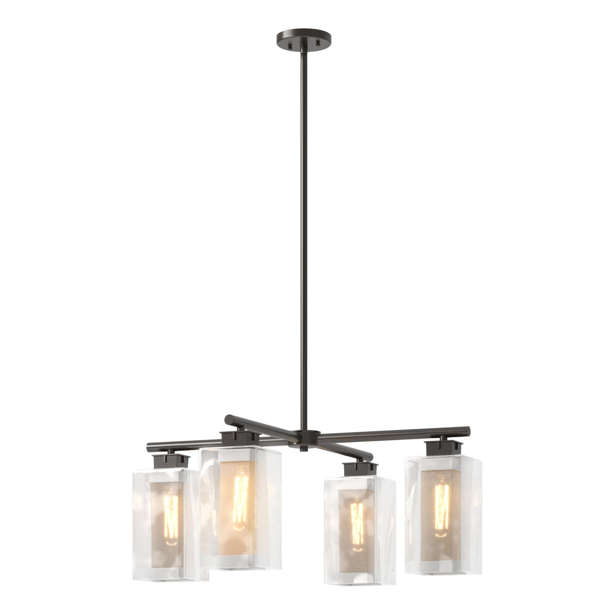 Hubbardton Forge 2021 Coastal Oil Rubbed Bronze Coastal Silver Clear Glass (ZM) Multi Polaris Outdoor 4-Light Pendant