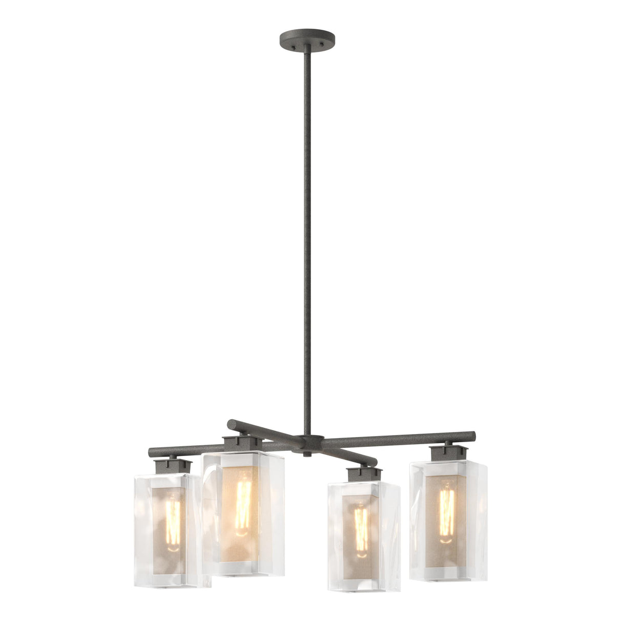 Hubbardton Forge 2021 Coastal Natural Iron Coastal Silver Clear Glass (ZM) Multi Polaris Outdoor 4-Light Pendant