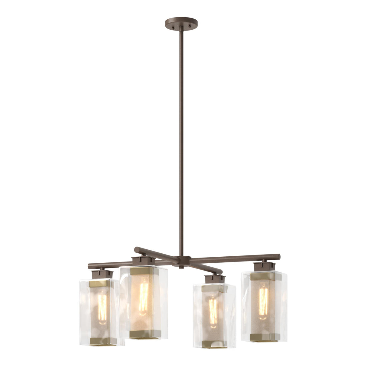 Hubbardton Forge 2021 Coastal Bronze Coastal Gold Clear Glass (ZM) Multi Polaris Outdoor 4-Light Pendant