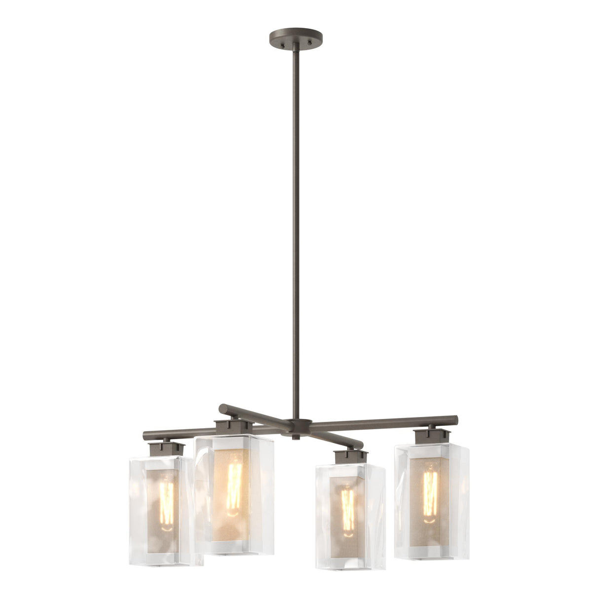 Hubbardton Forge 2021 Coastal Dark Smoke Coastal Silver Clear Glass (ZM) Multi Polaris Outdoor 4-Light Pendant