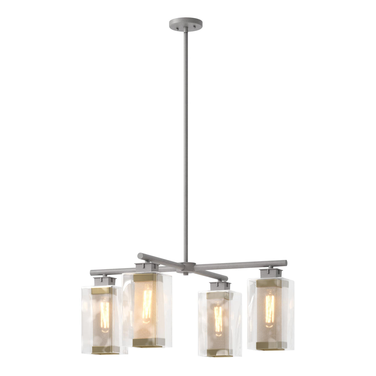 Hubbardton Forge 2021 Coastal Burnished Steel Coastal Gold Clear Glass (ZM) Multi Polaris Outdoor 4-Light Pendant