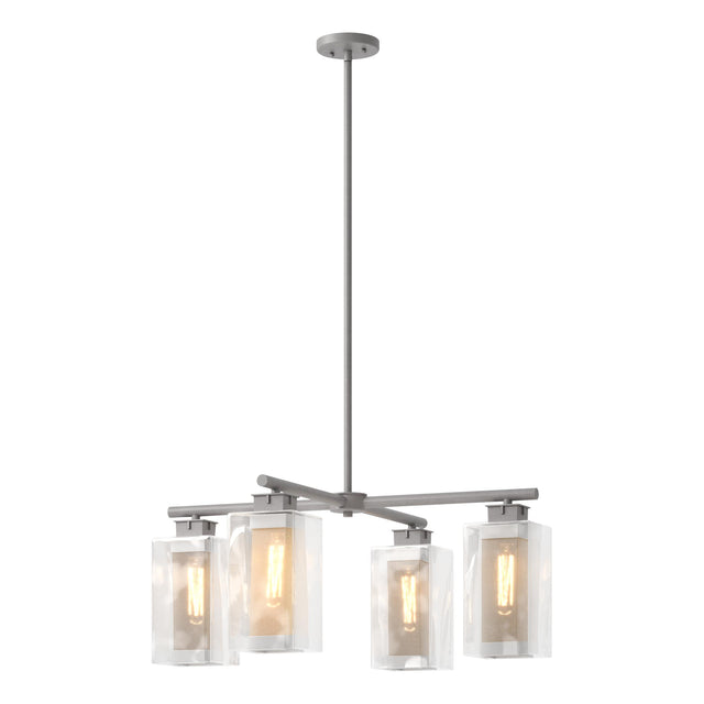 Hubbardton Forge 2021 Coastal Burnished Steel Coastal Silver Clear Glass (ZM) Multi Polaris Outdoor 4-Light Pendant