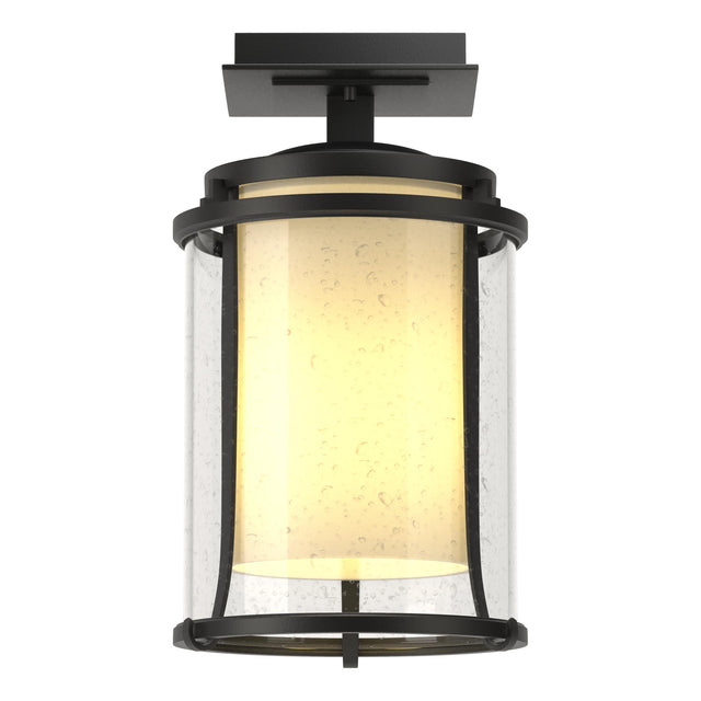 Hubbardton Forge 2010 Coastal Black Seeded Glass with Opal Diffuser (ZS) Meridian Outdoor Semi-Flush