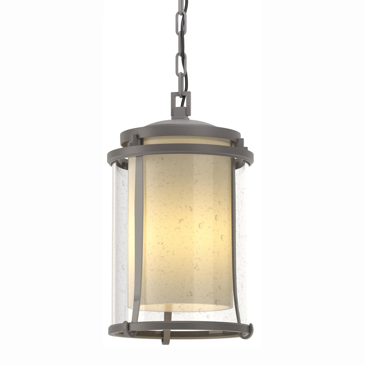 Hubbardton Forge 2010 Coastal Burnished Steel Seeded Glass with Opal Diffuser (ZS) Meridian Large Outdoor Ceiling Fixture