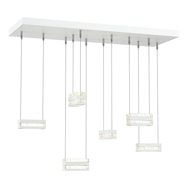 Hubbardton Forge 2023 Coastal White Clear Glass (ZM) Standard Stacks 6-Light LED Pendant