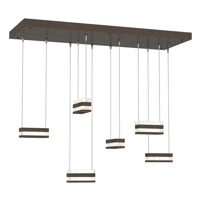 Hubbardton Forge 2023 Bronze Clear Glass (ZM) Standard Stacks 6-Light LED Pendant