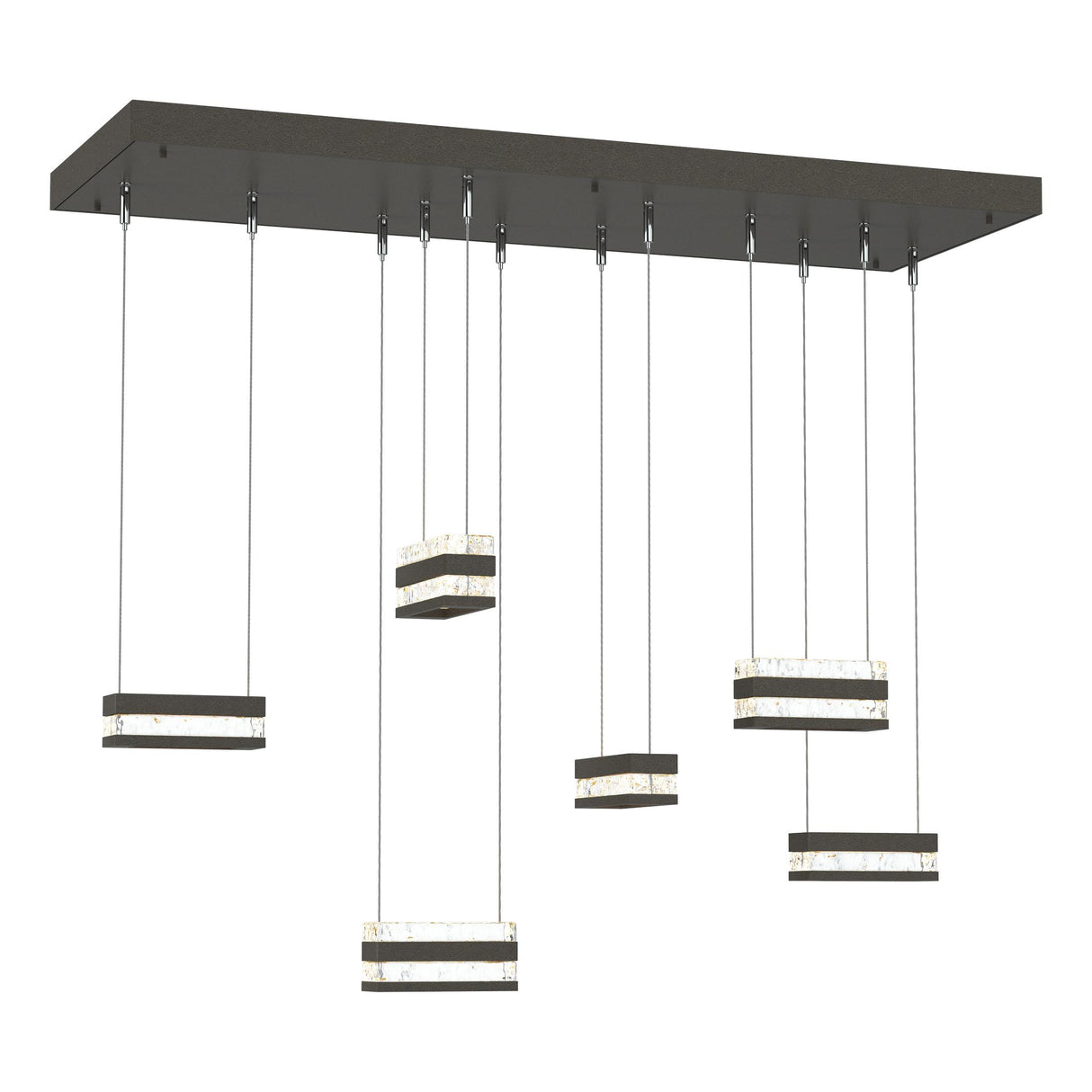 Hubbardton Forge 2023 Dark Smoke Clear Glass (ZM) Standard Stacks 6-Light LED Pendant