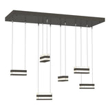 Hubbardton Forge 2023 Dark Smoke Clear Glass (ZM) Standard Stacks 6-Light LED Pendant