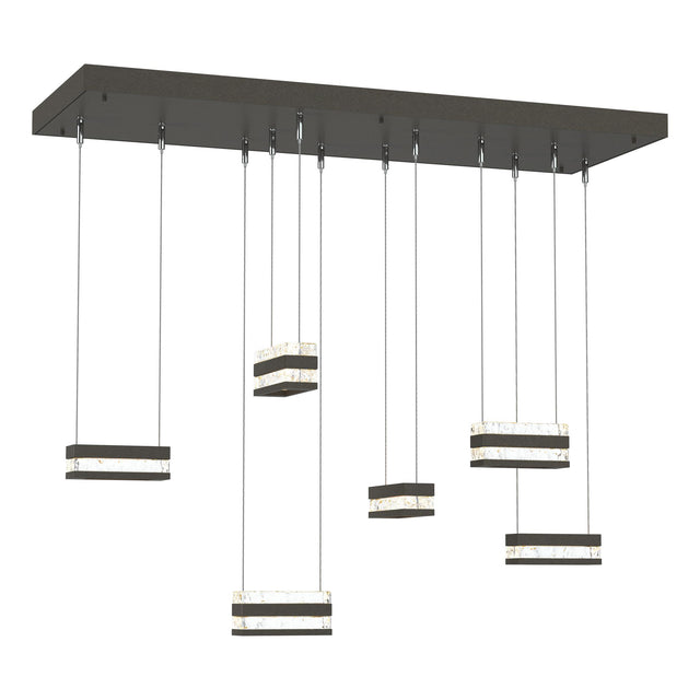 Hubbardton Forge 2023 Dark Smoke Clear Glass (ZM) Standard Stacks 6-Light LED Pendant