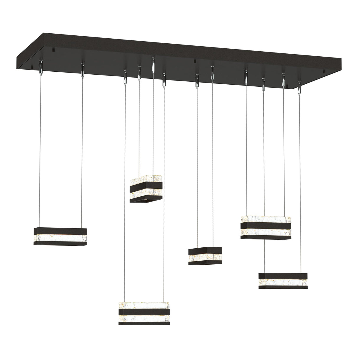 Hubbardton Forge 2023 Oil Rubbed Bronze Clear Glass (ZM) Standard Stacks 6-Light LED Pendant