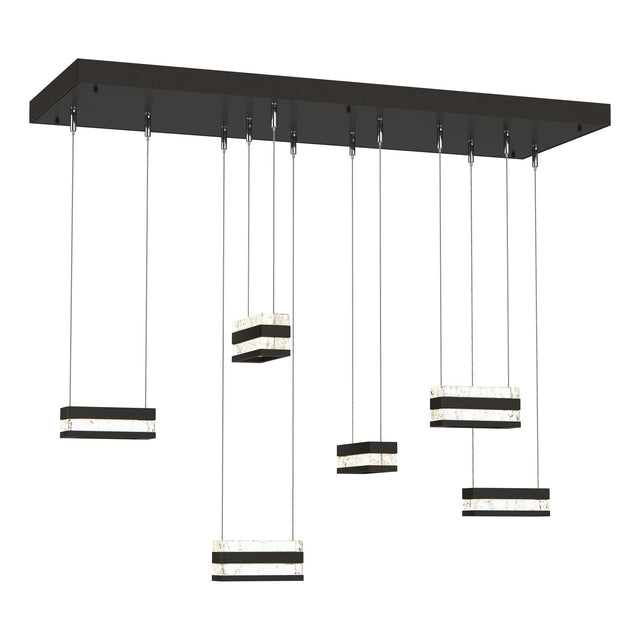Hubbardton Forge 2023 Oil Rubbed Bronze Clear Glass (ZM) Standard Stacks 6-Light LED Pendant
