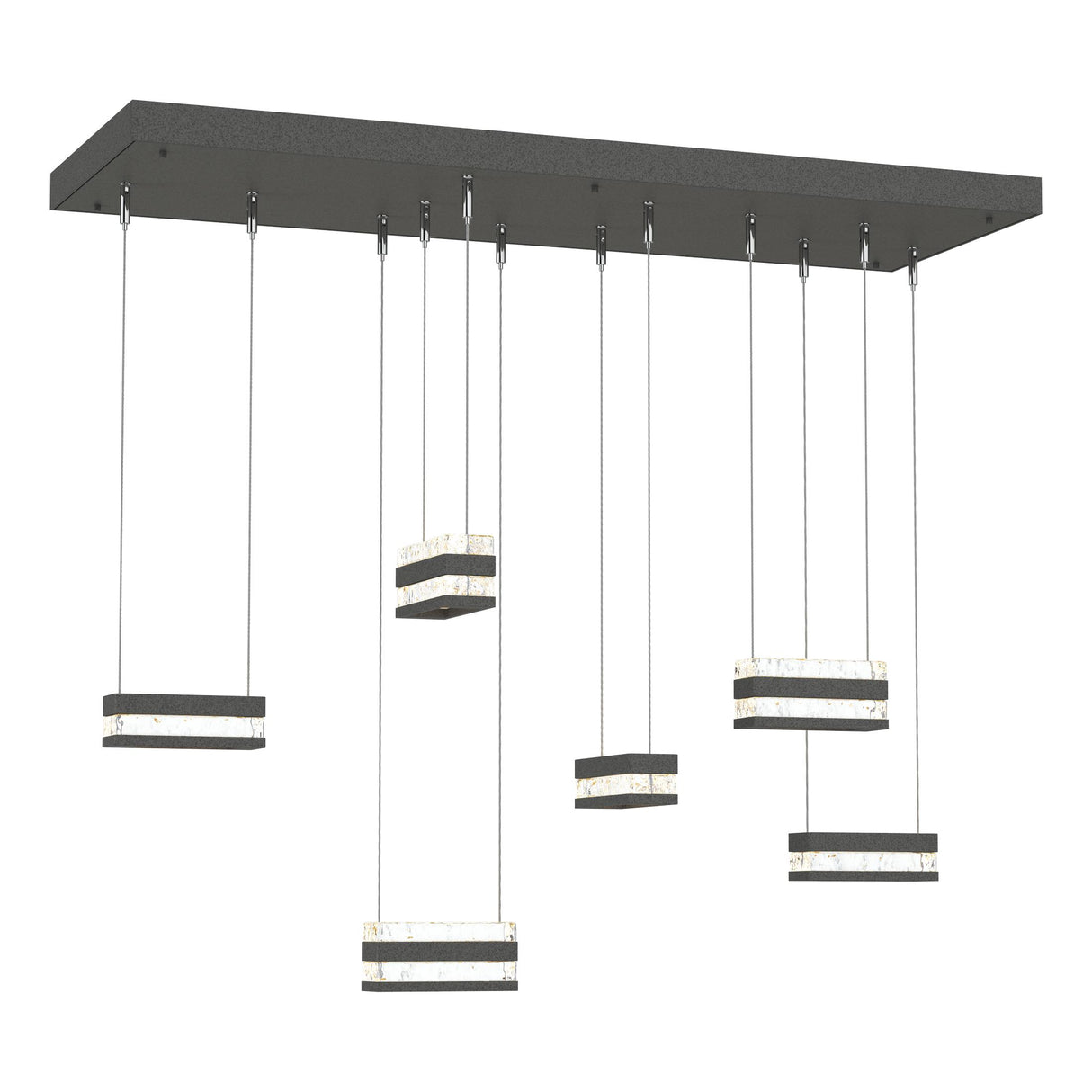 Hubbardton Forge 2023 Natural Iron Clear Glass (ZM) Standard Stacks 6-Light LED Pendant