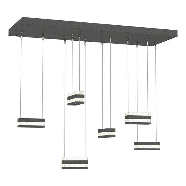 Hubbardton Forge 2023 Natural Iron Clear Glass (ZM) Standard Stacks 6-Light LED Pendant