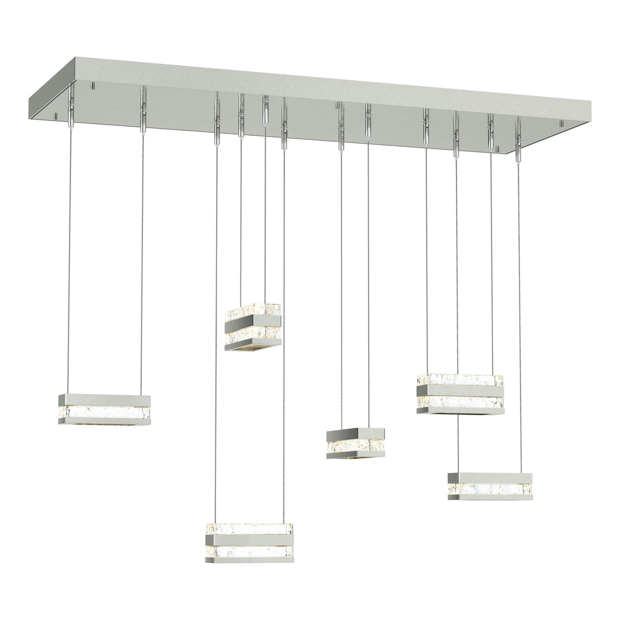Hubbardton Forge 2023 Sterling Clear Glass (ZM) Standard Stacks 6-Light LED Pendant