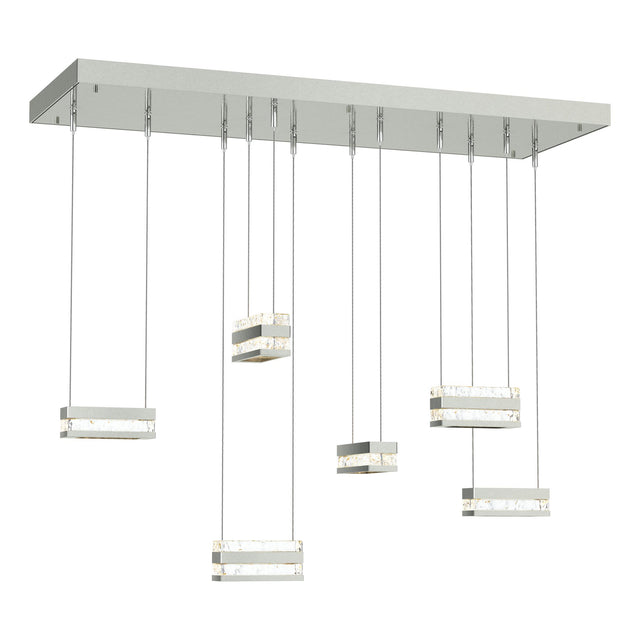 Hubbardton Forge 2023 Sterling Clear Glass (ZM) Standard Stacks 6-Light LED Pendant