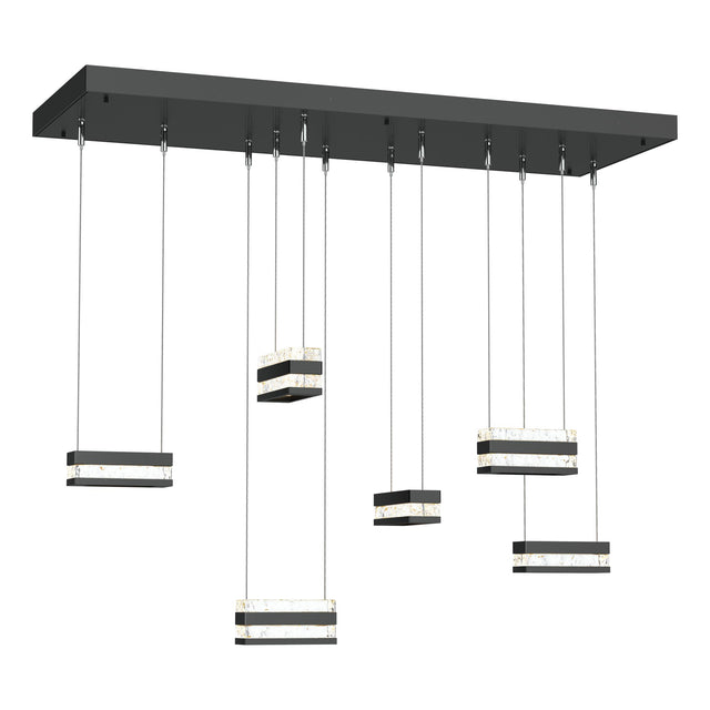 Hubbardton Forge 2023 Ink Clear Glass (ZM) Standard Stacks 6-Light LED Pendant