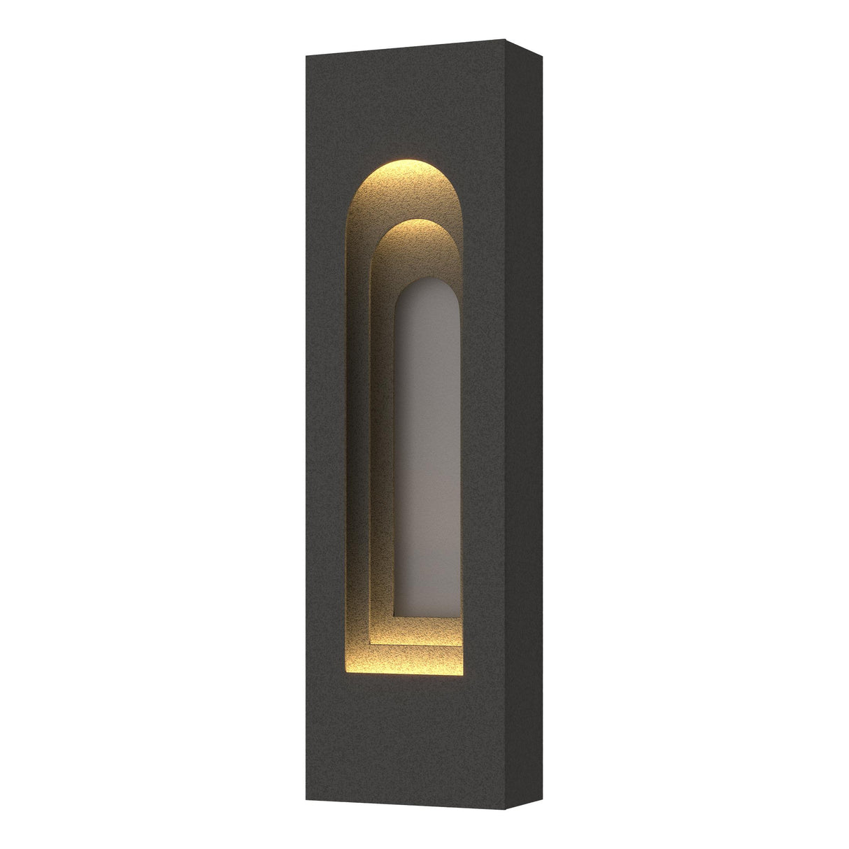 Hubbardton Forge 2023 Coastal Natural Iron Coastal Burnished Steel Procession Arch Small Outdoor Sconce