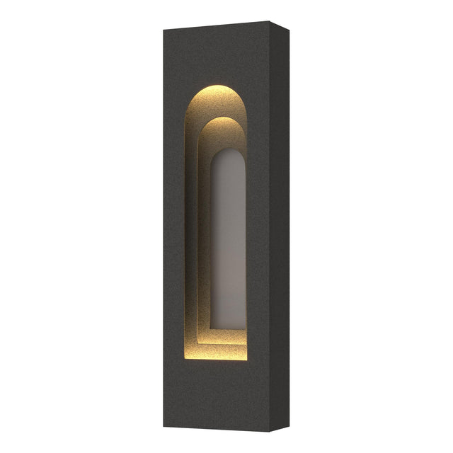 Hubbardton Forge 2023 Coastal Natural Iron Coastal Burnished Steel Procession Arch Small Outdoor Sconce