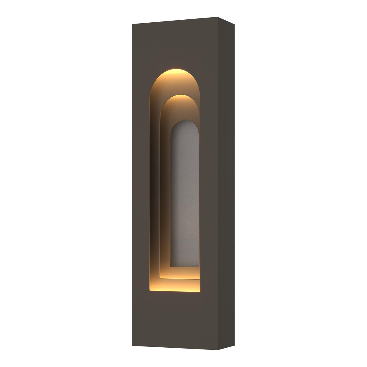Hubbardton Forge 2023 Coastal Dark Smoke Coastal Burnished Steel Procession Arch Small Outdoor Sconce