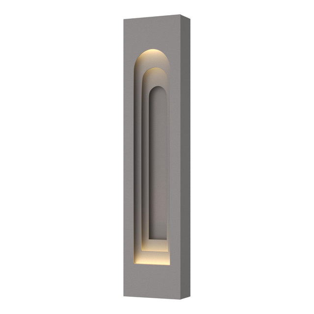 Hubbardton Forge 2023 Coastal Burnished Steel Coastal Burnished Steel Procession Arch Large Outdoor Sconce