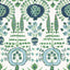 Thibaut Mendoza Suzani Blue And Green On White Fabric