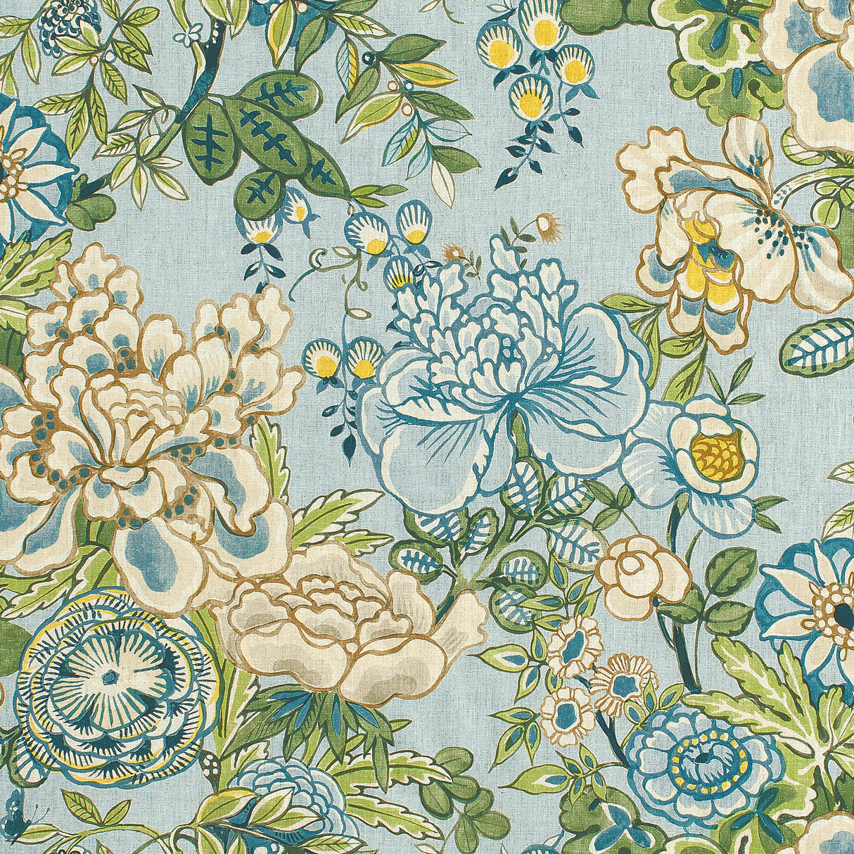 Thibaut Peony Garden Spa Blue Fabric