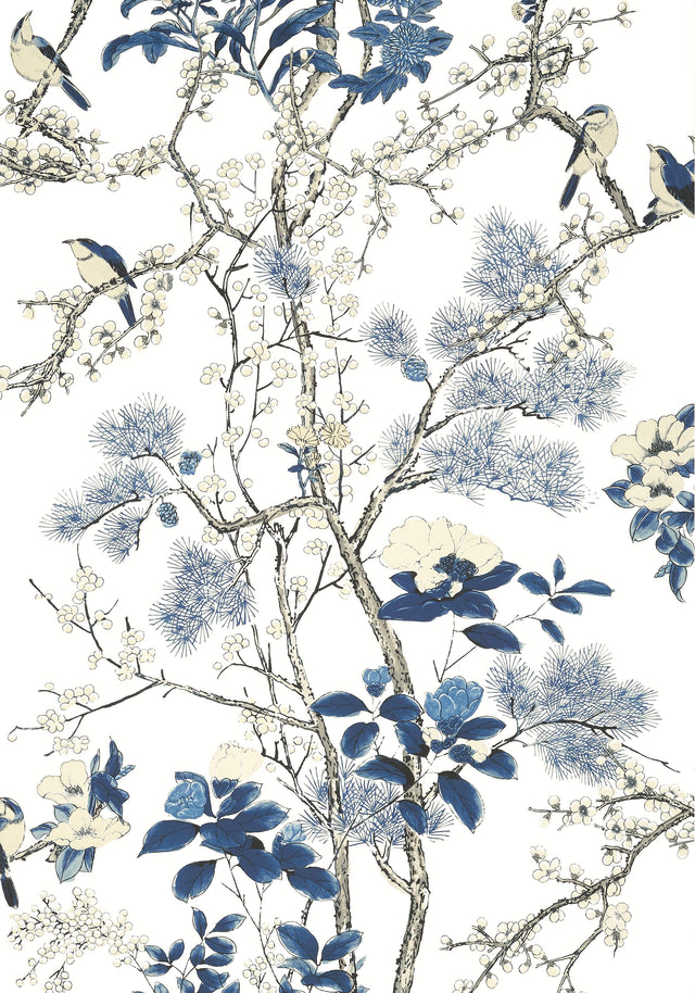 Thibaut Katsura Blue And White Wallpaper