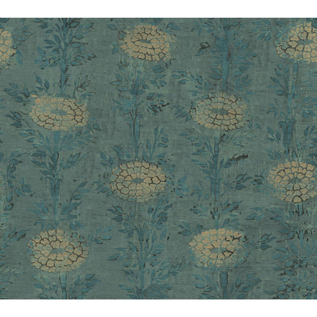 Ronald Redding Designs French Marigold Teal Wallpaper