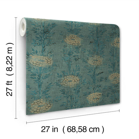 Ronald Redding Designs French Marigold Teal Wallpaper