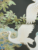 Ronald Redding Designs Sprig & Heron Black Wallpaper