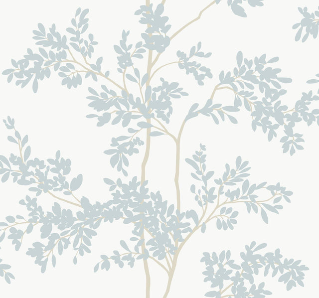 York Wallcoverings Lunaria Silhouette White & Cloud Blue Wallpaper