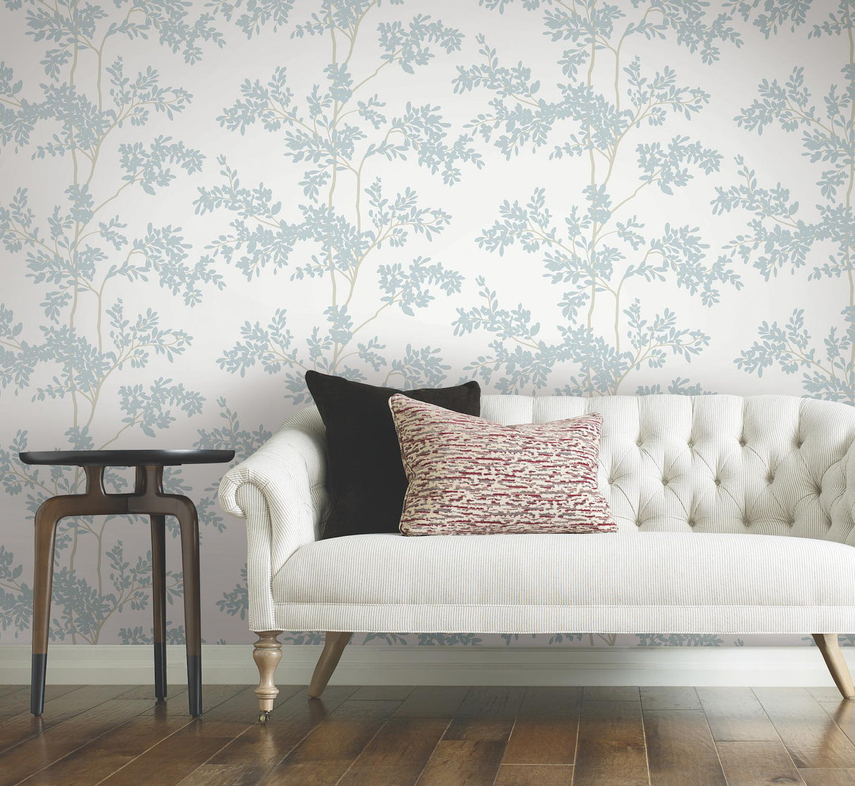 York Wallcoverings Lunaria Silhouette White & Cloud Blue Wallpaper